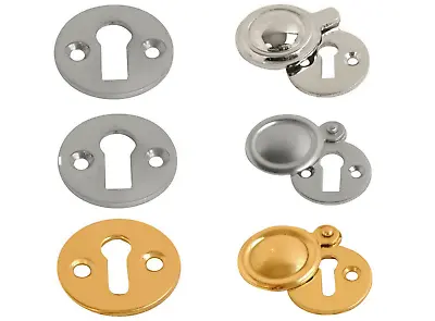 £3.49 • Buy Key Hole Cover Escutcheon Open Or Covered In Brass Chrome Satin Aluminum Keyhole