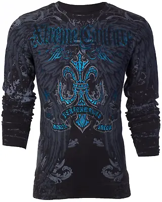 Xtreme Couture By Affliction Men's Thermal Shirt Sandstone Black Biker S-2XL • $27.95