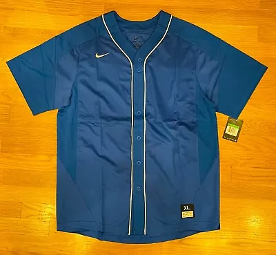 Plain Royal Blue Nike XL Baseball Jersey White Stripe No Logo/Number-Ships FAST! • $16.99
