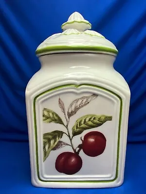 VILLEROY & BOCH CASCARA CHARM MEDIUM CANISTER With LID & SEAL APPLES? PLUMS? • $49.99