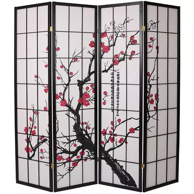 4 6 8 Panel Plum Blossom Screen Room Divider White & Black Frame • $102