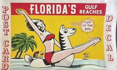 Original Vintage Water Decal  Florida Gulf Beaches Pin Up Impko Manufacturing • $0.99