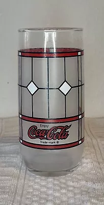 Coca Cola Drinking Glass Vintage Tiffany Style Coke Frosted Stained Glass • $5.89