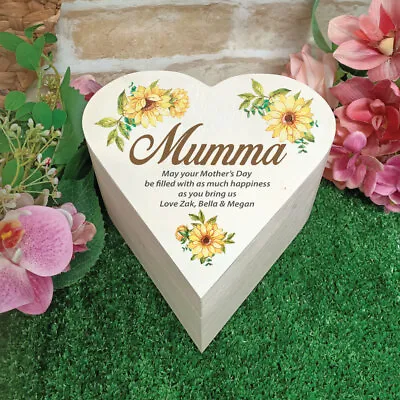 Mum Wooden Heart Gift Box - Sunflower |Mothers Day Gifts Nana Grandma • $39