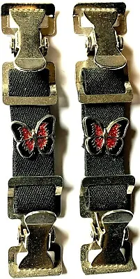 Red Butterfly Motorcycle Boot Pants Strap Stirrup Heavy Duty Clip Made In Usa • $23.99