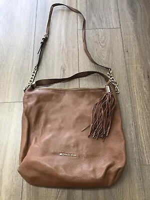 Michael Kors Handbag Purse  Weston Tassel Crossbody British Tan Leather Gold • $35