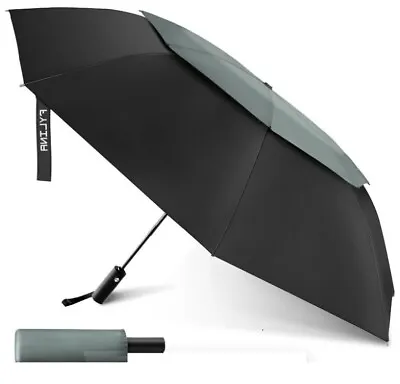 Fylina Automatic Vented Umbrella Stormproof Folding Black Strong Windproof • £14.99