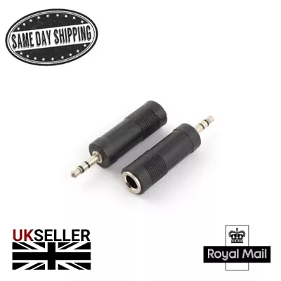 3.5mm Stereo Jack Male To 6.35mm Stereo Jack Female Adapter Black • £2.99