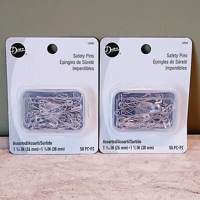 Dritz Safety Pins Assorted Sizes 1-1/16 To 1-1/2  2 Packs Of 50 / 100 Total • $4.75