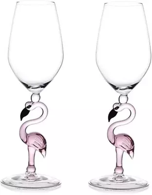 Creative Pink Flamingo Cocktail Martini Goblet Glass Cool Tableware Unique Bar W • $81.55