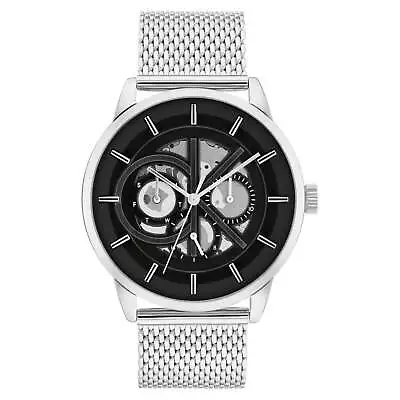 Calvin Klein Silver Mesh Black Dial Multi-function Men's Watch - 25200213 • $261