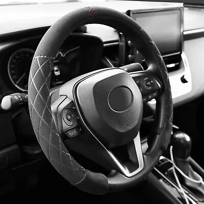 14.5-15.4'' Suede Steering Wheel Cover Non-slip Sweat-absorbent Car Accessories • $17.49