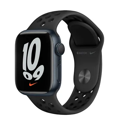 Apple Watch Nike Series 7 GPS 41mm/45mm Midnight Aluminum Nike Band ByFedEx • £498.58