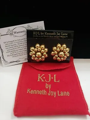 $20 • Buy Kenneth Jay Lane Goldtone Clip-on Faux Pearl Earrings