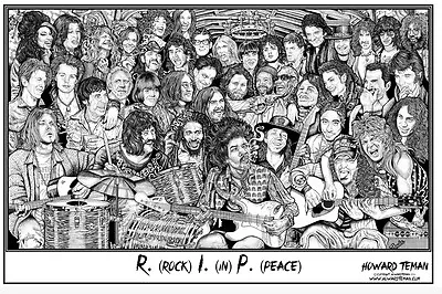 ROCK IN PEACE - ART COLLAGE POSTER - 24x36 - RIP MUSIC M818 • $12.50