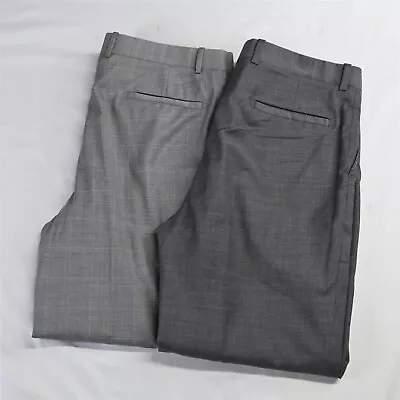 Lot 2 Antas 36 X 32 Gray Superfine Wool Classic Fit Mens Dress Pants • $29.99