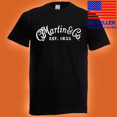 Martin Guitar Logo Est. 1833 Men's Black T-Shirt Size S-5XL • $19.99
