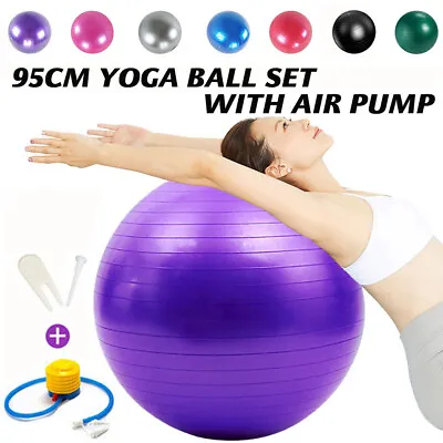 $21.46 • Buy 95cm 37.4  Yoga Ball Anti Burst Exercise Fitness Balance Gymnastic With Air Pump
