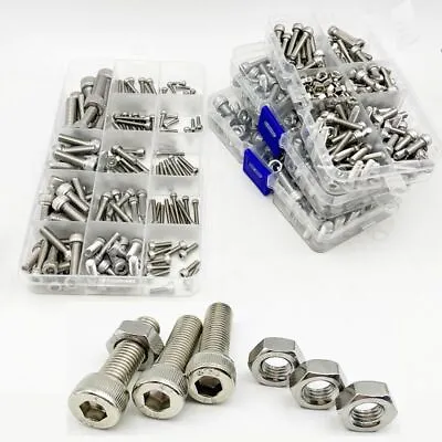 Hex Socket Cap Head Screw Set Stainless Steel Durable Bolt Nut Assortment Kit • $15.31