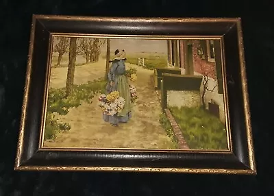 Antique Morris & Bendien  Flower Girl   Lithograph Print  8  X 12  • $29