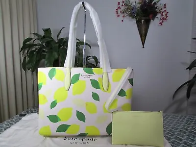 NWT Kate Spade Lemon Toss Print All Day Large Tote KD489 Parchment Multi • $169