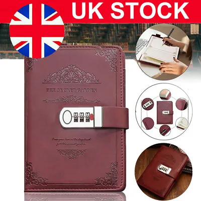 £14.90 • Buy A5 Diary Notebook With Lock Password Secret Journal Writing PU Leather Cover