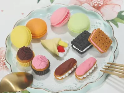 Interesting Eraser Sweets Cake Macaron Shape 60 Pcs Set Unique Japan Product Toy • $98.99