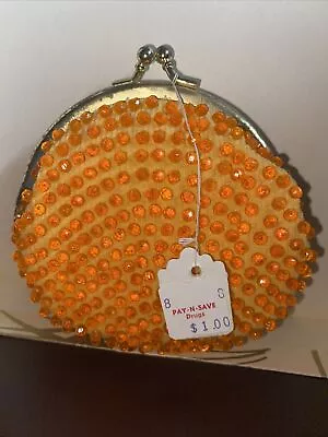 Vintage Orange Beaded Coin Purse ~NEW WITH TAG • $9.95