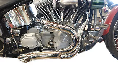 Chrome Wyatt Gatling 2 Into 1 Exhaust Pipe Header Kit Fits Harley Davidson • $312.99