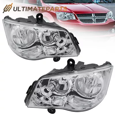 Pair Chrome Headlights Front Lamps For 2011-20 Dodge Grand 2008-16 Chrysler Town • $89.88