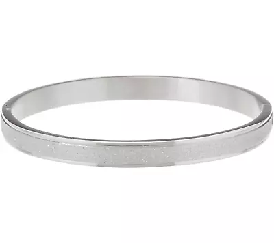 Steel By Design Glitter STEEL BANGLE Bracelet 7-1/4  Stainless Steel Silvertone • $22.98