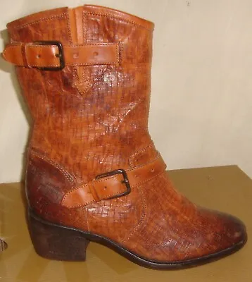 UGG Italian Collection CONCHETTA Weave Leather Buckle Boots Size US 7EU 38 NEW • $83.80