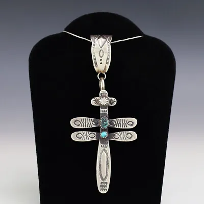 Native American Navajo Silver & Turquoise Dragonfly Pendant By Marie Cayatineto • £182.41