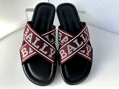 New Bally Men's Bonks Logo Cross-Strap Slider Size 9.5 Sandals • $269.99