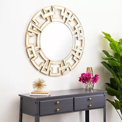 76cm Gold Apollo Statement Wall Mirror Stylish Circular Round Living Room Bedroo • £54.99