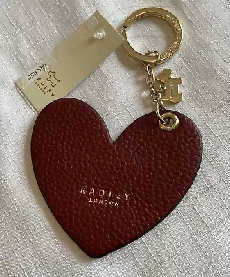 Radley Love Radley Leather Keyring - Dark Red - BNWOT With Metal Scottie Dog • £15.99