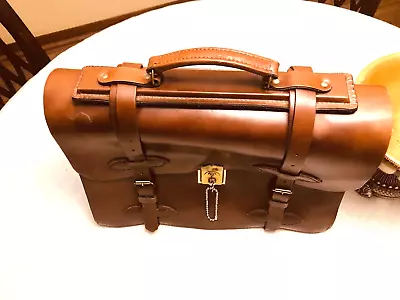 Vintage US ARMY Colonel Brown Heavy Leather Briefcase / Attache - US Made • $350