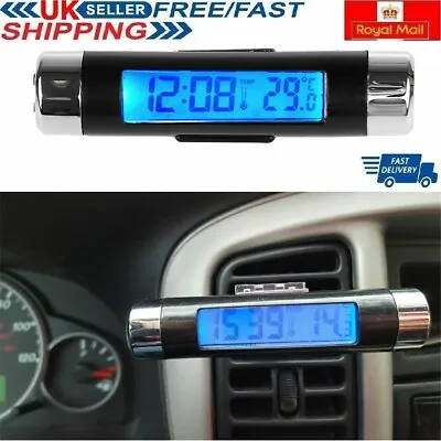 £5.49 • Buy Black Car Dashboard Digital LCD Blue Backlight Thermometer Calendar Time Clock