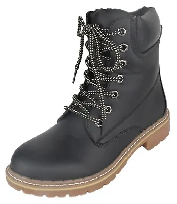 Forever Women Ankle Army Combat Boots Lace Up Work Style Booties BROADWAY Black • $19.99