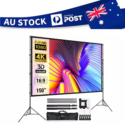 $299 • Buy Projector Screen And Stand 150 Inch, LEORFI Outdoor Portable Projector Movie Scr