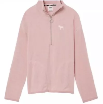 New Victoria's Secret Light Pink Polar Fleece Half Zip Pullover Top Dog M NWT • $29.99