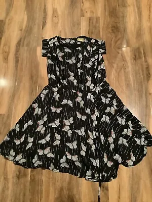 Max C London Size 12 Black Butterfly Design Dress  • £2.60