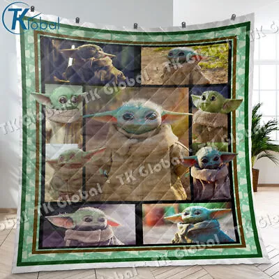 Baby Yoda Quilt Star Wars Blanket - The Mandalorian Quilt Soft & Warm Gift Idea • $59.95