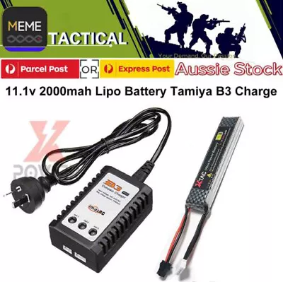 Upgrade 11.1v 2000mah 30C SM Lipo Battery B3 Charger For 7.4v/11.1v Gel Blaster • $24.95