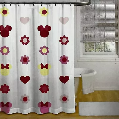 Disney Mickey Mouse Minnie Shower Curtain 72”x72” Hearts Love Anniversary NEW • $42.49