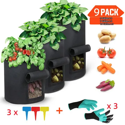 £4.48 • Buy 9 PCS Potato Grow Bags Tomato Plant Bag Home Garden Vegetable Planter Container