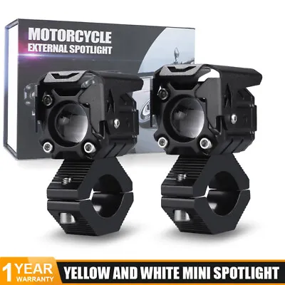 $49.99 • Buy 2x LED Spot Light Auxiliary Motorcycle Headlight Driving Fog Lamp Yellow+White