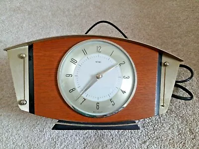 Vintage Metamec Wood (Effect) & Brass Electric Clock Art Deco Style • £35