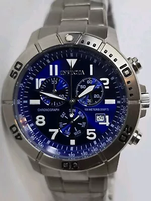 Invicta Titanium Chronograph Watch Blue Dial 5994 43mm • $80.10