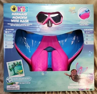 Body Glove Kids' Mermaid Foldable Monofin Includes Swim Goggles Pink/Blue New! • $15